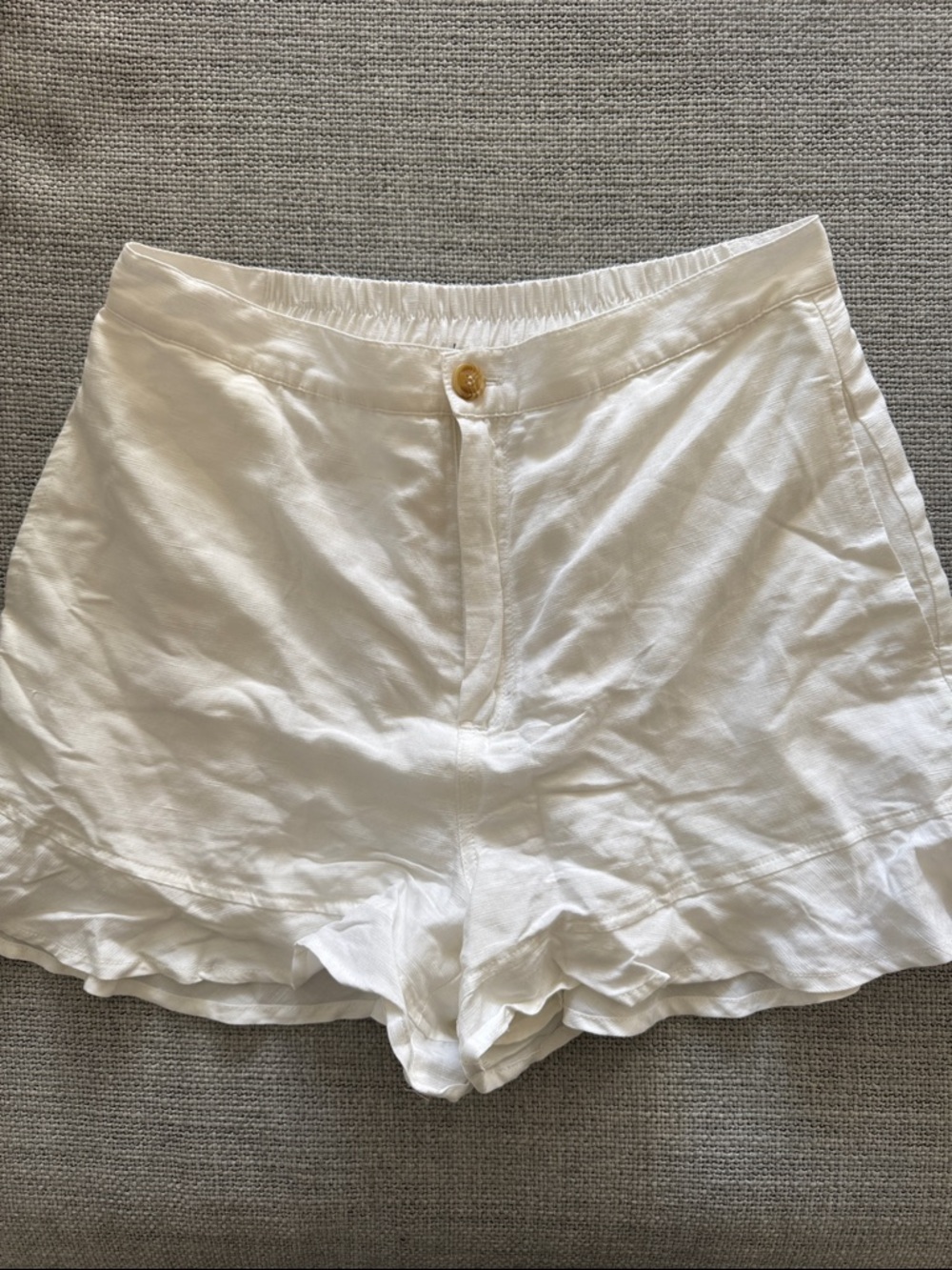 Aqua White High-Waist Linen-Blend Shorts